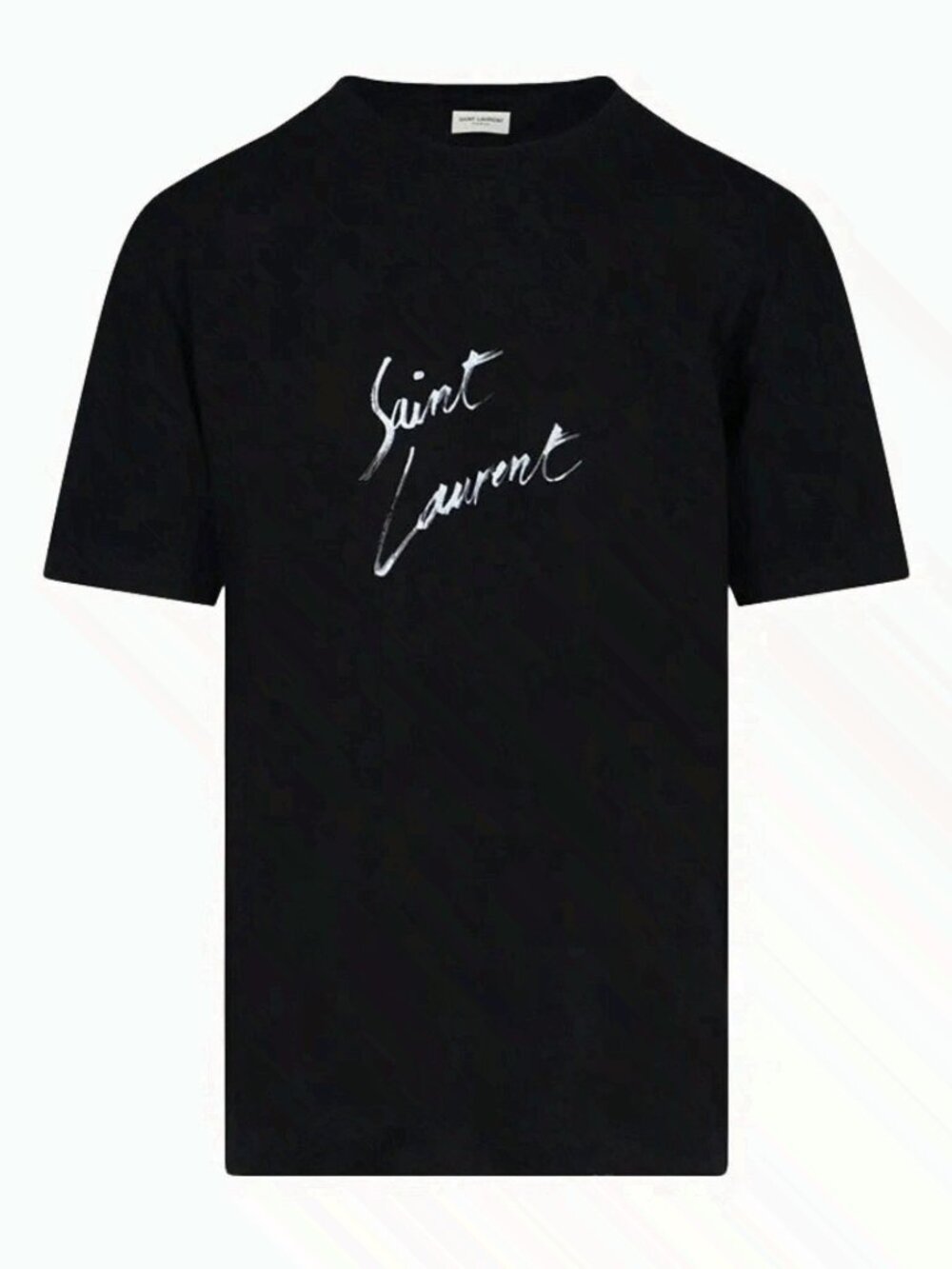 Designer Saint Laurent Script Logo Black Graphic T-Shirt
